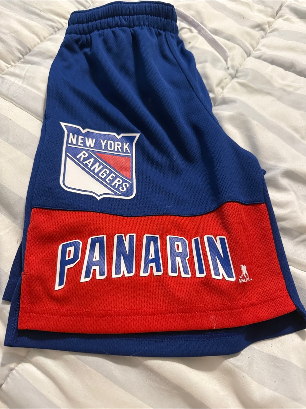 NHL New York Rangers Blue and Red Panarin Kids Shorts